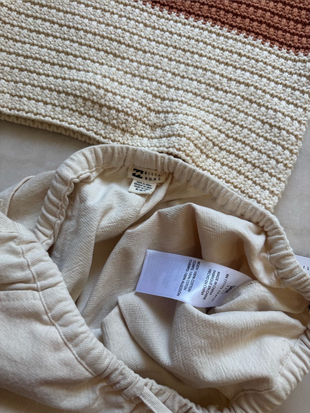 Billabong Two-Tone Brown and Cream Crocheted Crop Tank & Crème shorts - Picture 3 of 8